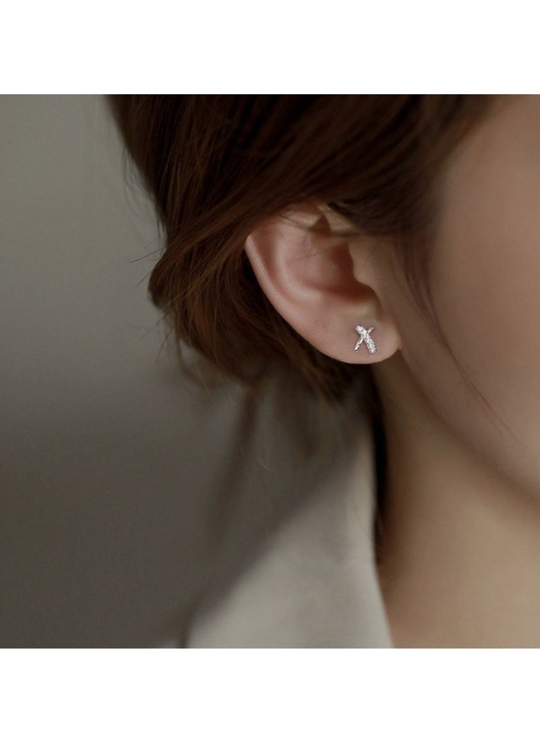 xozgdovg Letter earrings female light luxury high-grade sense zircon fashion earrings  - Image 3