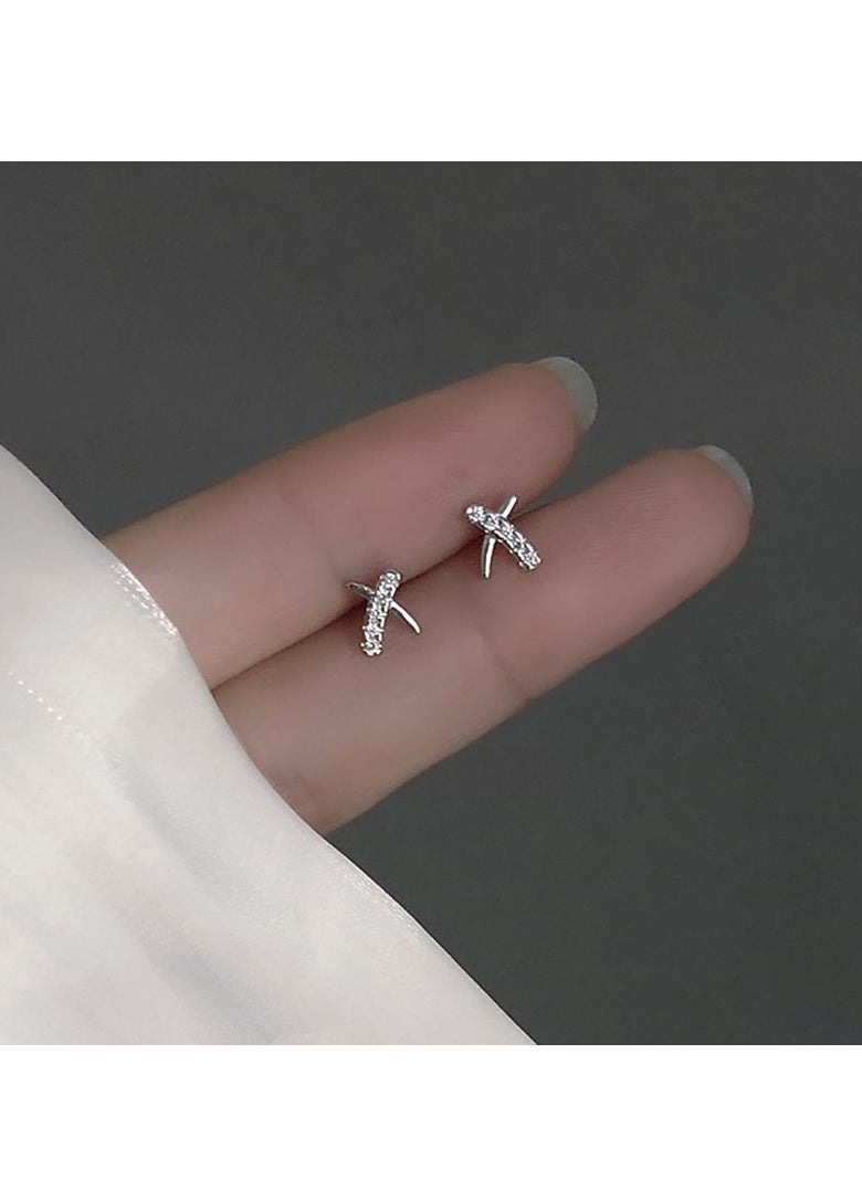 xozgdovg Letter earrings female light luxury high-grade sense zircon fashion earrings  - Image 2