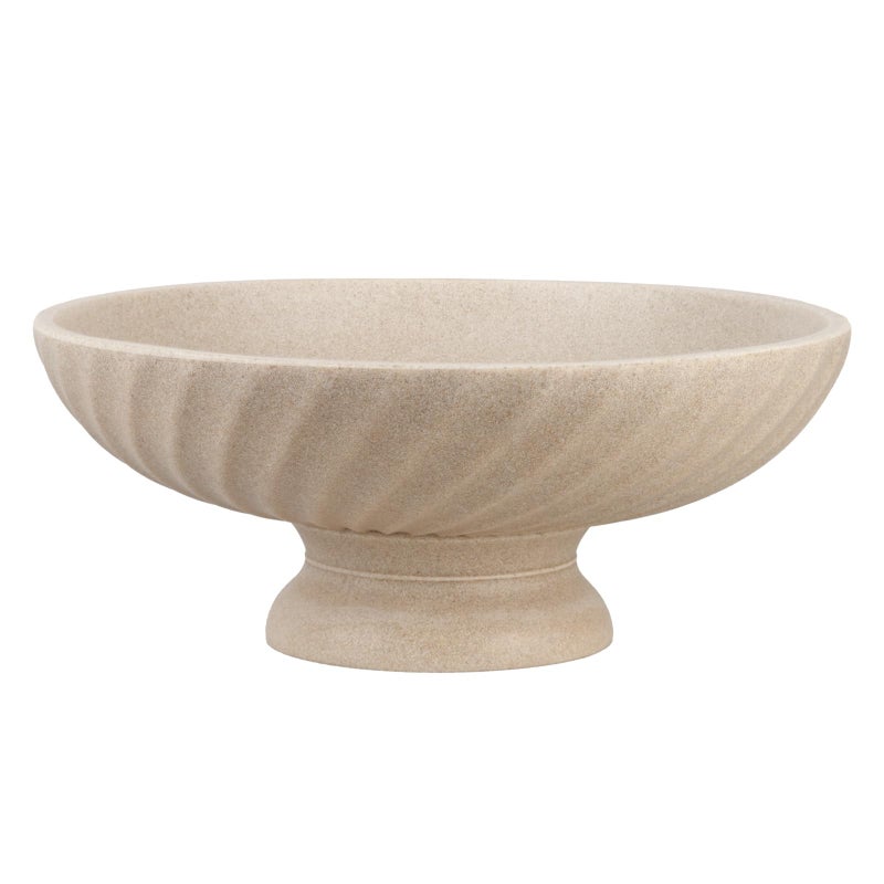 Deobath Large Resin Pedestal Decorative Bowl - Modern Fruit Bowl for Kitchen Counter - Handicraft Bowls for Home Decor - Key Bowl for Entry Table,Artificial Stone Beige - Image 1
