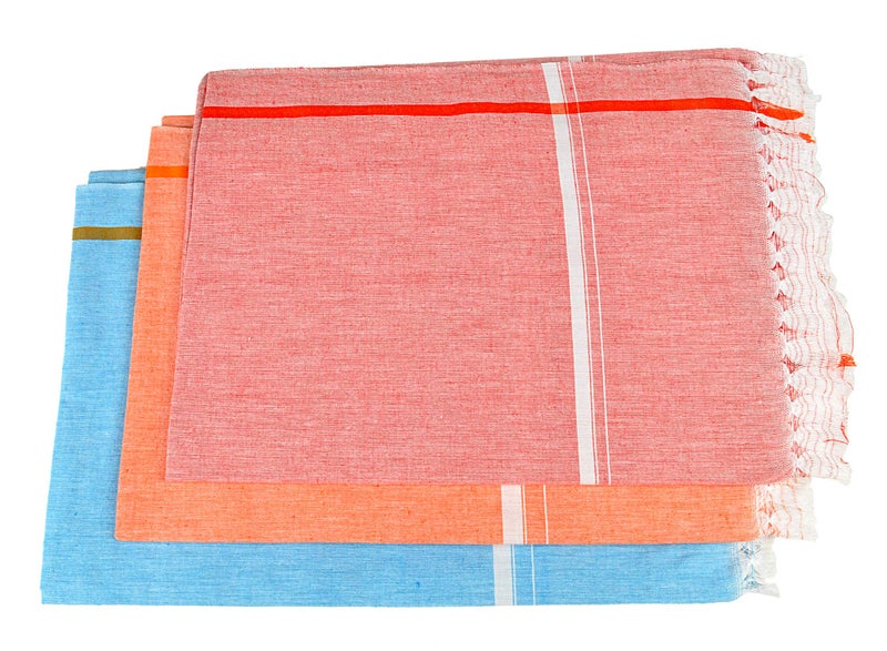 Sathiyas Sunrise Soft Cotton Bath Towel (Pack of 3) (Blue||Or||Red) - Image 1