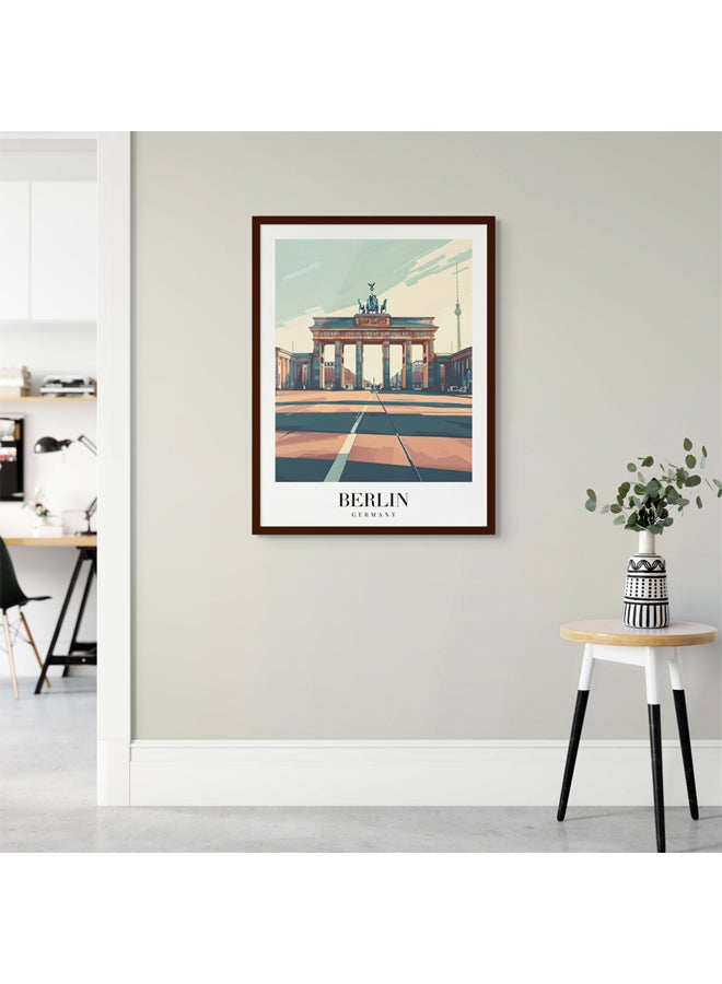Art Decor Art Decor Framed Fine Art Portrait Print of Berlin Wall Brandenburg Gate Travel Poster Wall Décor for Home Living Room Bedroom Office Hotel Studio - Image 3