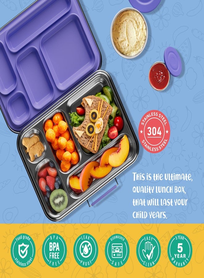 AOHEA Stainless Steel Bento Box Kids, Kids Metal Bento Lunch Box BPA Free Lunch Box Containers 304 Stainless Steel Bento Box for School and Office(Purple) - Image 3
