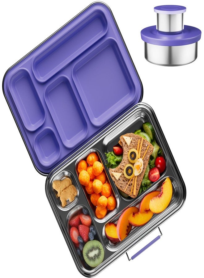 AOHEA Stainless Steel Bento Box Kids, Kids Metal Bento Lunch Box BPA Free Lunch Box Containers 304 Stainless Steel Bento Box for School and Office(Purple) - Image 1