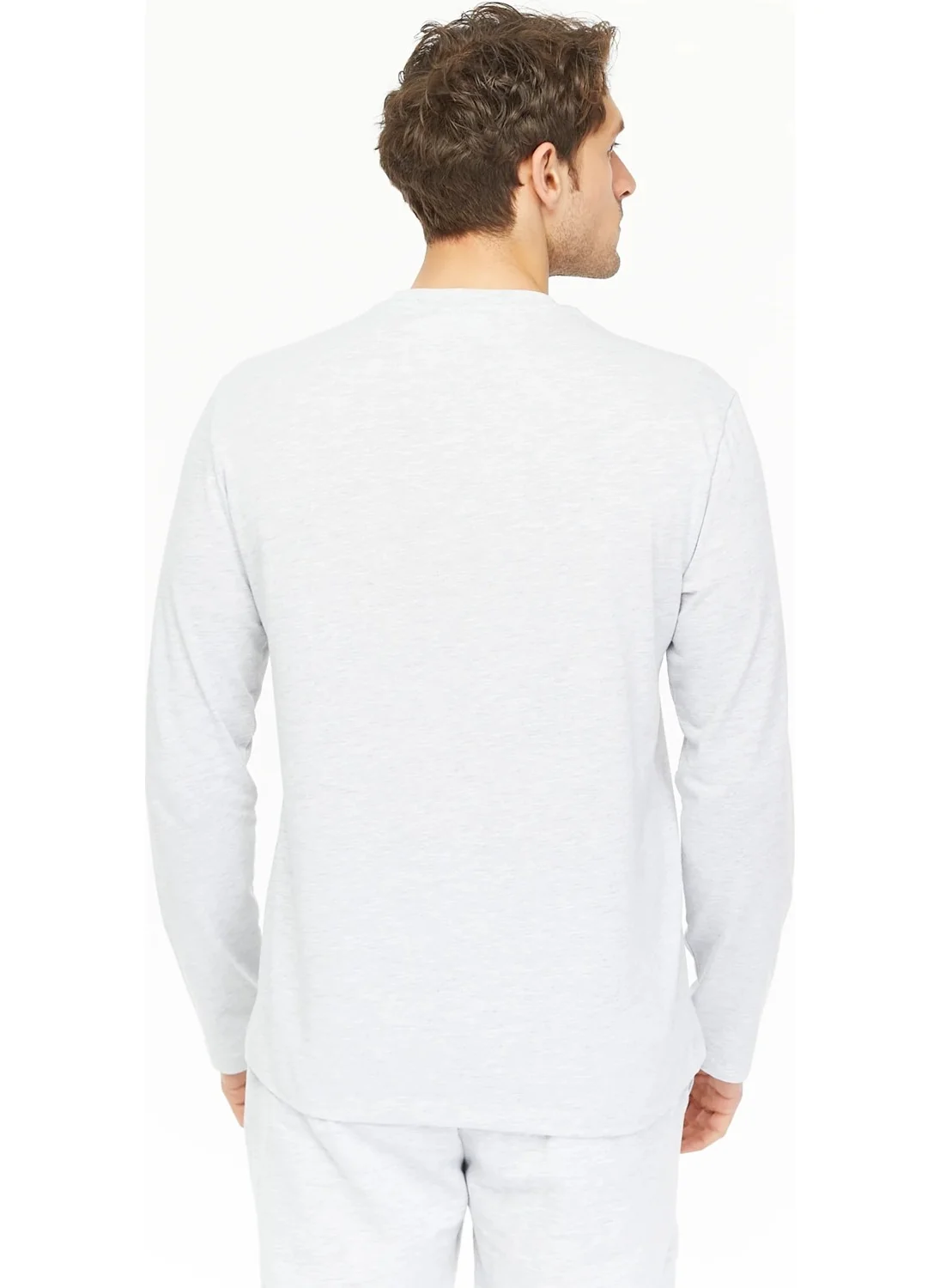 Defy'S Men's Long Sleeve Crew Neck T-Shirt Snow Melange