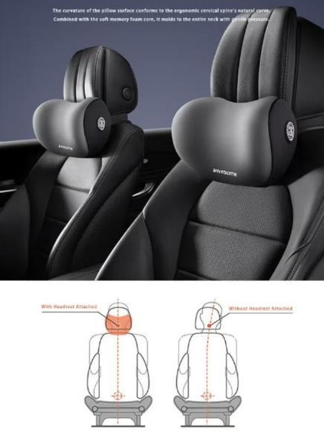 Car Seat Neck Pillow Ergonomics Durable Neck Pillow Car Neck Support Relieve Neck Pain Adjustable Comfortable Good Breathability Anti Static Technology Fabric Driving Headrest Pillow Car Seat Neck Pillows, for Long Sitting Sciatica Pain Relief Improve Posture Black - Image 3