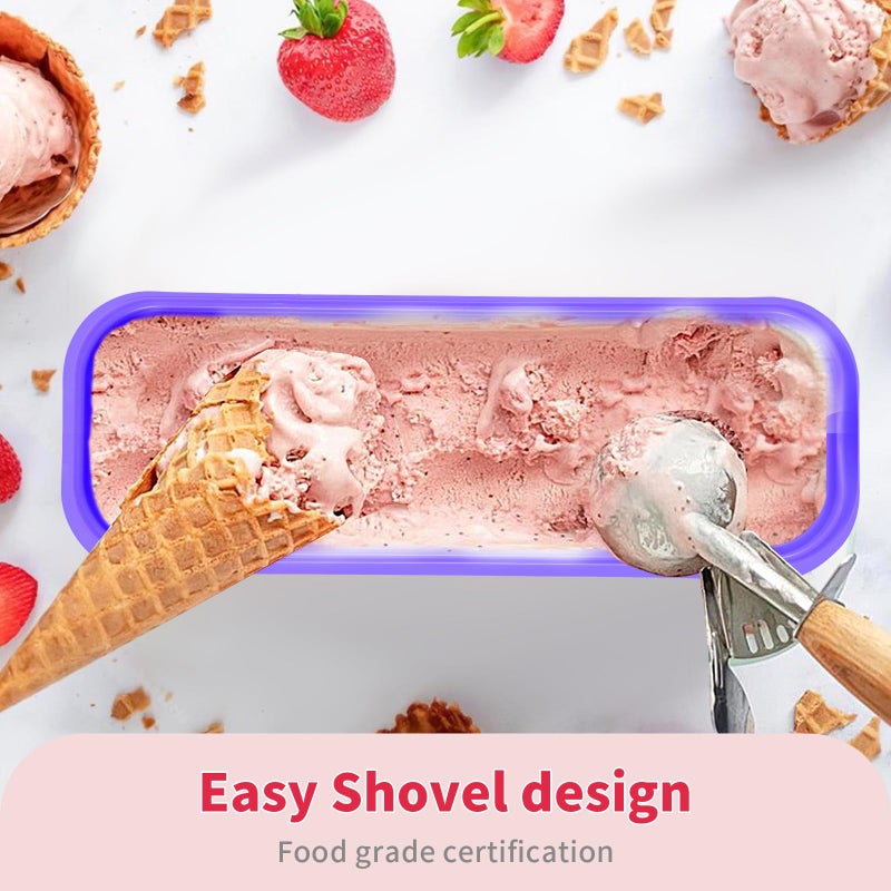 Boxdljh Ice Cream Containers Set of 2, 1.5 Quart Ice Cream Tub, Reusable Homemade Ice Cream Tubs with Stackable Freezer Storage Container for Yogurt, Sorbet, Gelato (Purple+Pink==2Pack) - Image 3