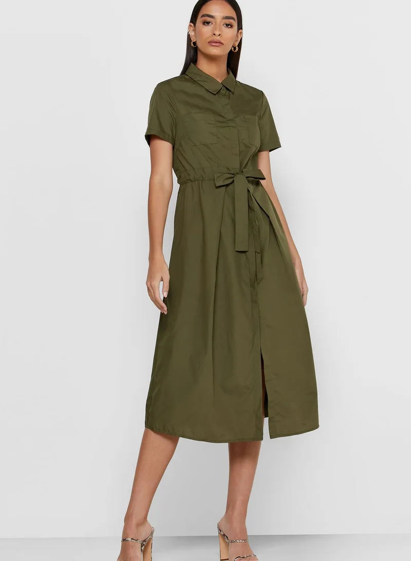 ELLA Drawstring Shirt Midi Dress