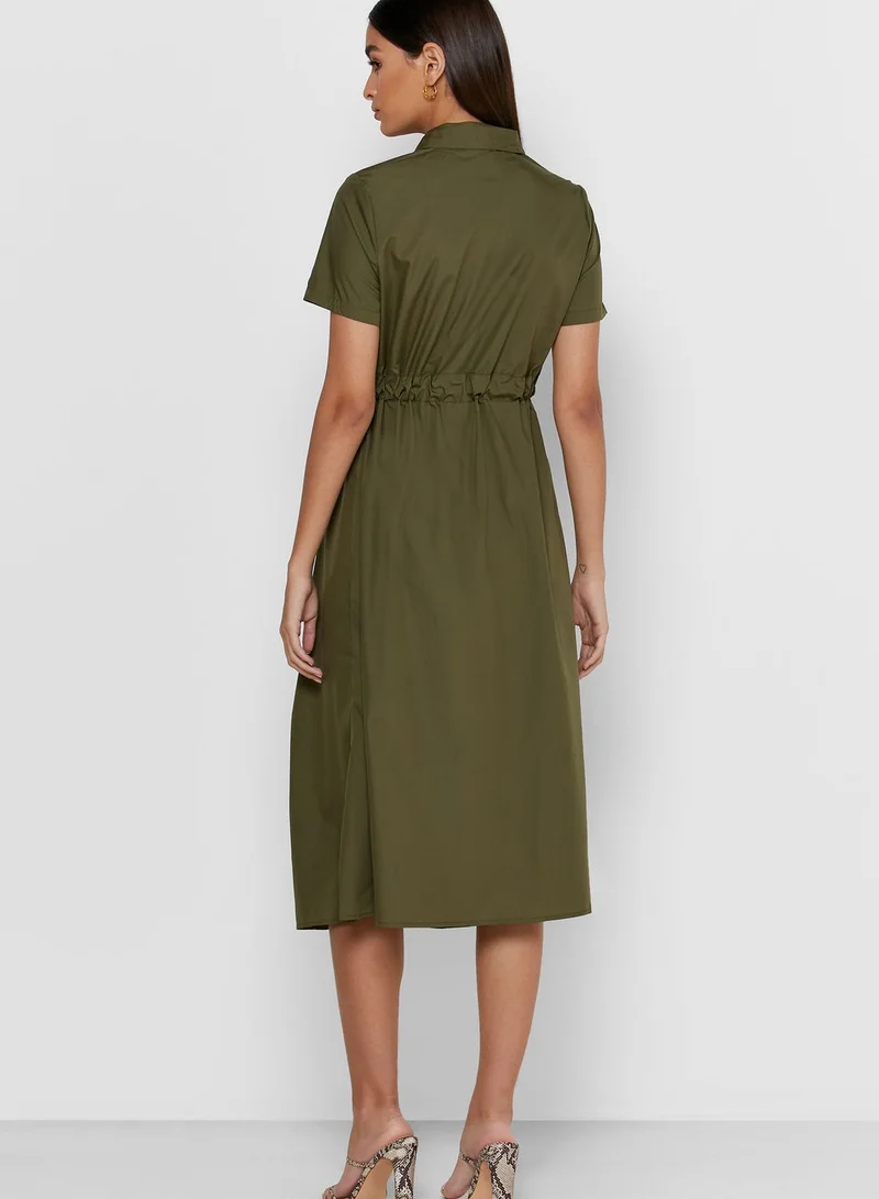 ELLA Drawstring Shirt Midi Dress