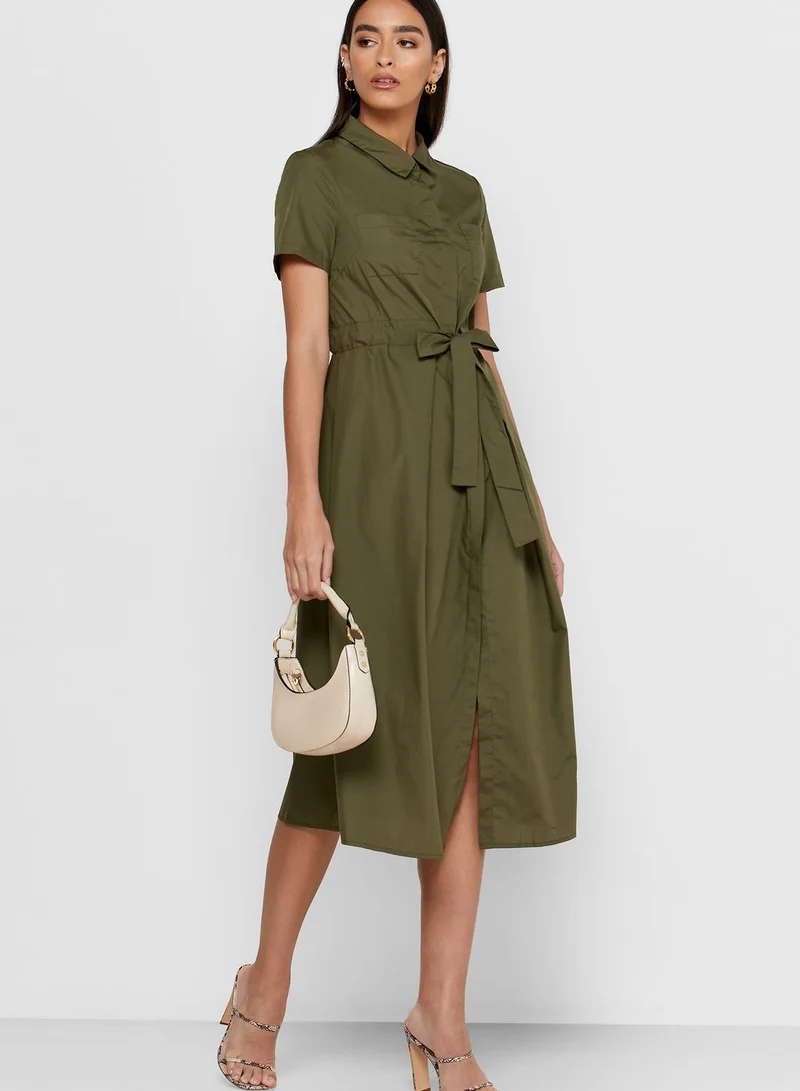 ELLA Drawstring Shirt Midi Dress