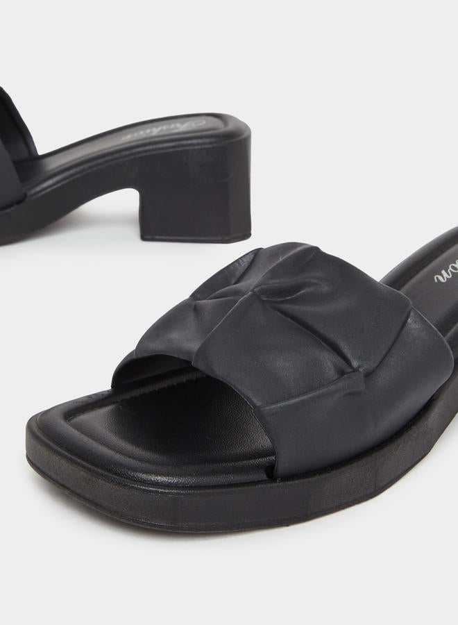 Take Two Textured Strap Block Heel Slip On Sandals - Image 3