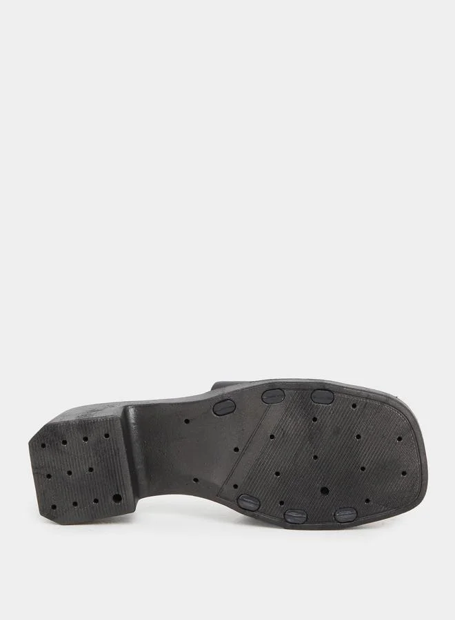Take Two Take Two Textured Strap Block Heel Slip On Sandals