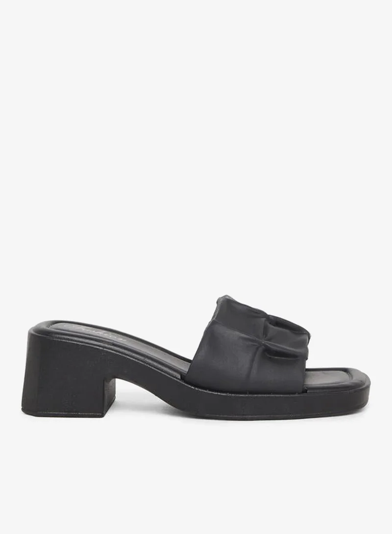 Take Two Take Two Textured Strap Block Heel Slip On Sandals