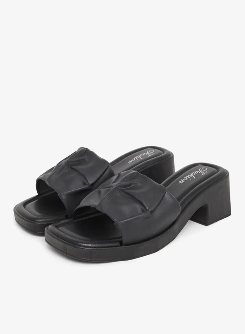 Take Two Take Two Textured Strap Block Heel Slip On Sandals