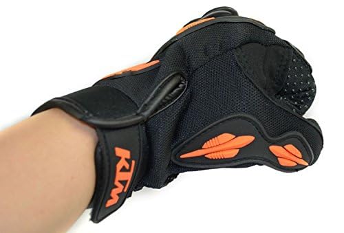 KTM Moto Biker Hand Gloves for Riding Bikes/Motorcycles/Cycles (Orange, Large), Black L(Polyester, Cycling) - Image 3