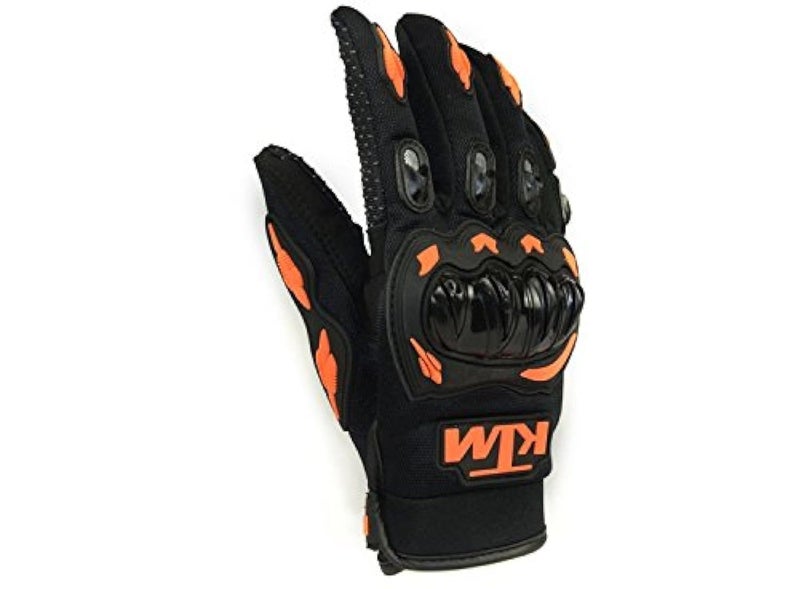 KTM Moto Biker Hand Gloves for Riding Bikes/Motorcycles/Cycles (Orange, Large), Black L(Polyester, Cycling) - Image 1