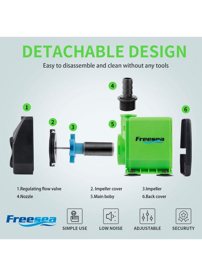 FREESEA Fountain Submersible Water Pump: 800GPH 45W Adjustable Ultra Quiet Aquarium Pump with 3 Nozzles 10ft High Lift for Small Pond | Fish tank | Waterfall | Outdoor | Hydroponics - Image 3