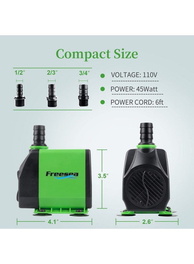 FREESEA Fountain Submersible Water Pump: 800GPH 45W Adjustable Ultra Quiet Aquarium Pump with 3 Nozzles 10ft High Lift for Small Pond | Fish tank | Waterfall | Outdoor | Hydroponics - Image 4