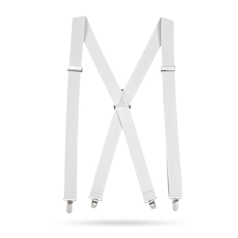 HOLD'EM HoldEm XBack Mens Suspenders Adjustable and Stretchable Durable Straight Clipon Men Accessories for Casual and Formal Outfits 54 inches White - Image 2