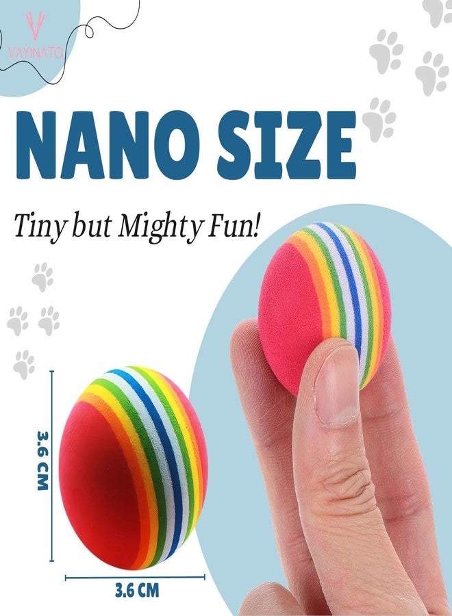 لعبة VAYINATO® EVA Rainbow Ball للحيوانات الأليفة، لعبة صلبة غير سامة للكلاب والقطط، لعبة مضغ متينة لجميع السلالات، لتخفيف آلام التسنين، أداة تدريب، للعب في الأماكن المغلقة والمفتوحة | مخططة بالفوم | لعبة تفاعلية للحيوانات الأليفة (عبوة من 10 قطع) - Image 3