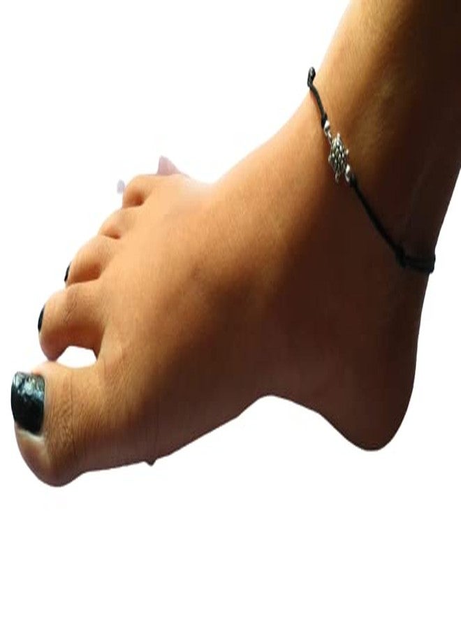 Jyokrish Handmade Adjustable Turtle Black Thread Twisted Anklet |For Women |Girls |Nazariya |Good Luck |Payal |Single leg - Image 3
