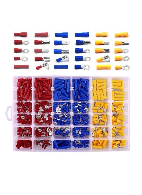 480-Piece Insulated Terminal Crimp Electrical Wire Cable Connector Kit Multicolour