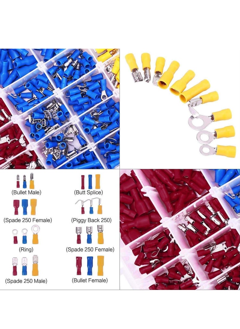 480-Piece Insulated Terminal Crimp Electrical Wire Cable Connector Kit Multicolour