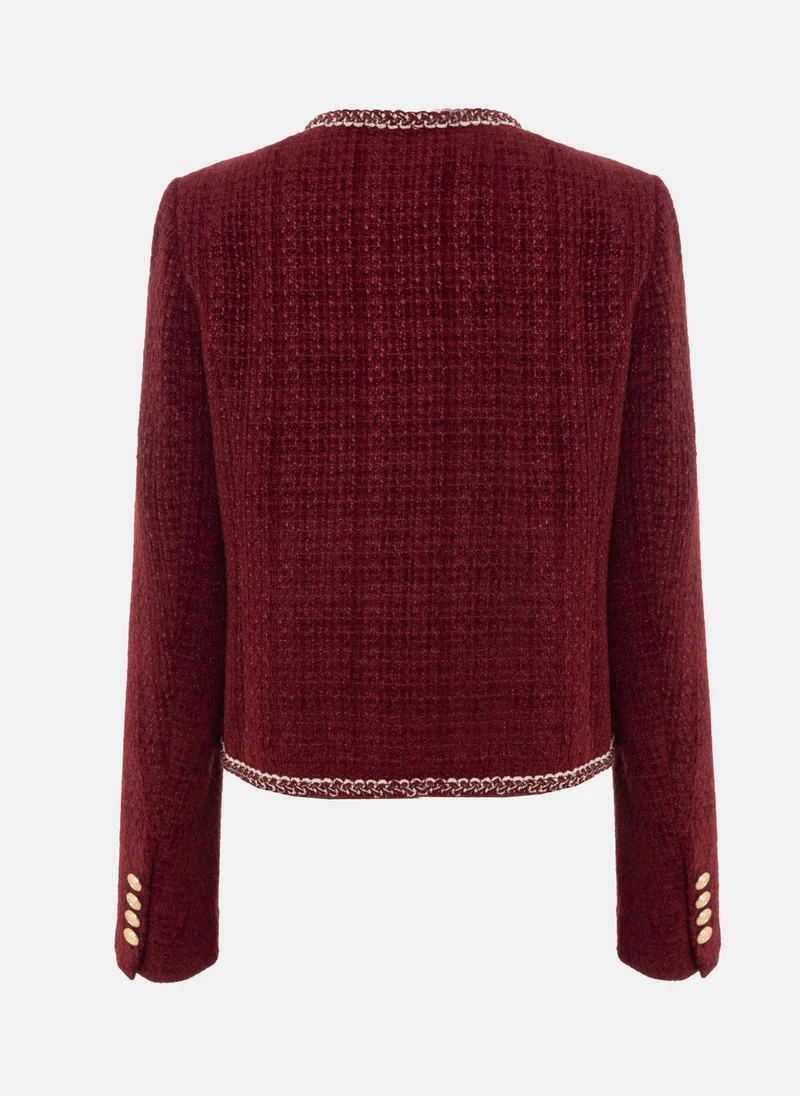 Lichi Tweed single-breasted jacket with textured edging and large buttons