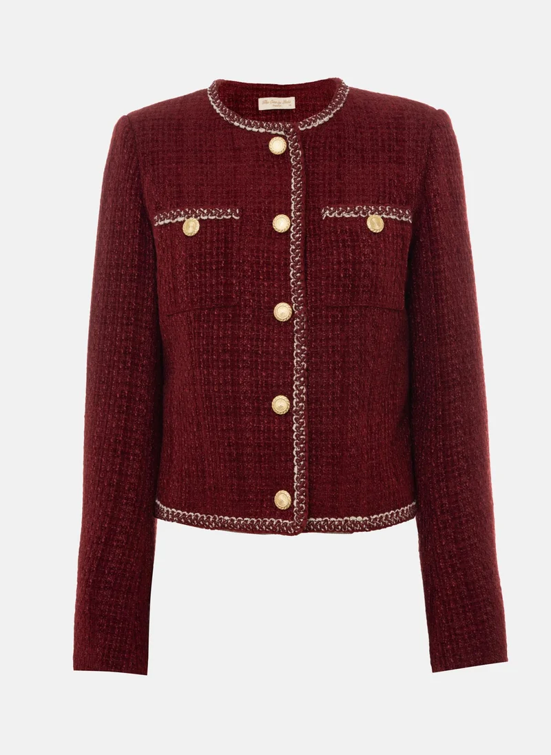 Lichi Tweed single-breasted jacket with textured edging and large buttons