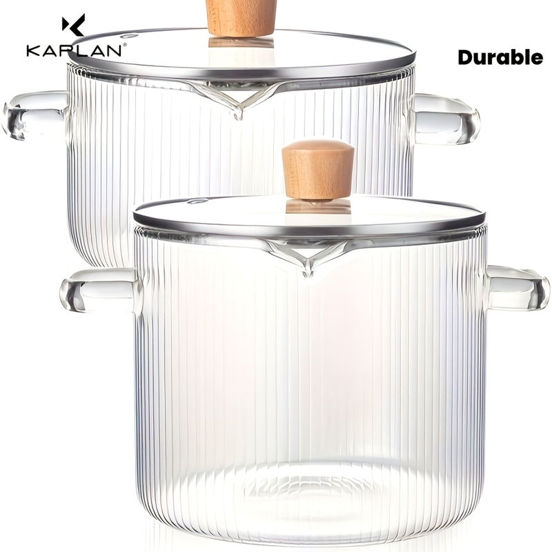 Recipient Glass Pot 2300ml With Lid for Safe Soup Cooking Easy to Clean Dishwasher Safe - Image 2
