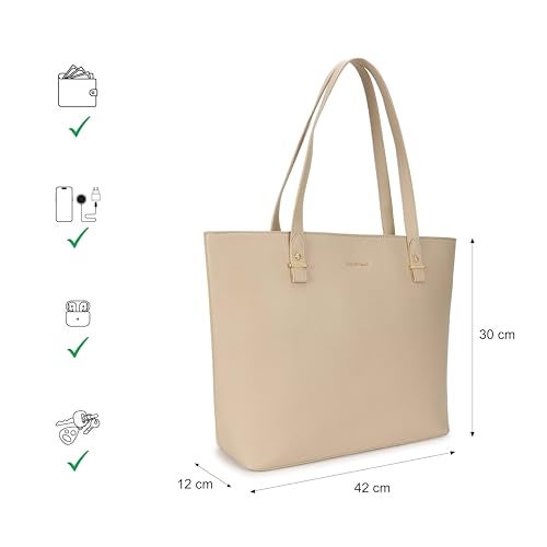 Fastrack PowerCarry Tote for Women| Semi-PU Faux Leather Tote with Zip Closure & Comfy Strap | Spacious 15.12L Handbag for Office, College, or Casual Outfits - Image 4