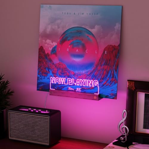 CoolGift Mart Now Playing Vinyl Record Stand Wall Mount, Light up Record Holder, Wooden Acrylic Display with 16 Color Lights for Albums, Room Decor, Gift for Vinyl Lovers - Image 3