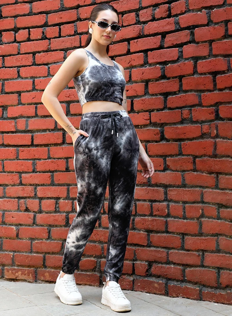 PINACOLADA Women's Charcoal Grey Tie-Dye Co-Ord Set