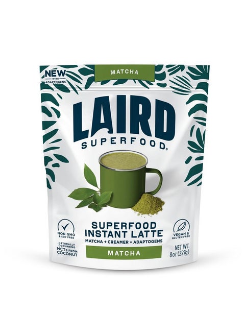 Laird Superfood Matcha Instant Latte with Adaptogens - Matcha Latte Green Tea Powder Packed with Antioxidants and Superfood Coconut Creamer - Gluten Free, Non-GMO, Vegan, 8 oz. Bag, Pack of 1