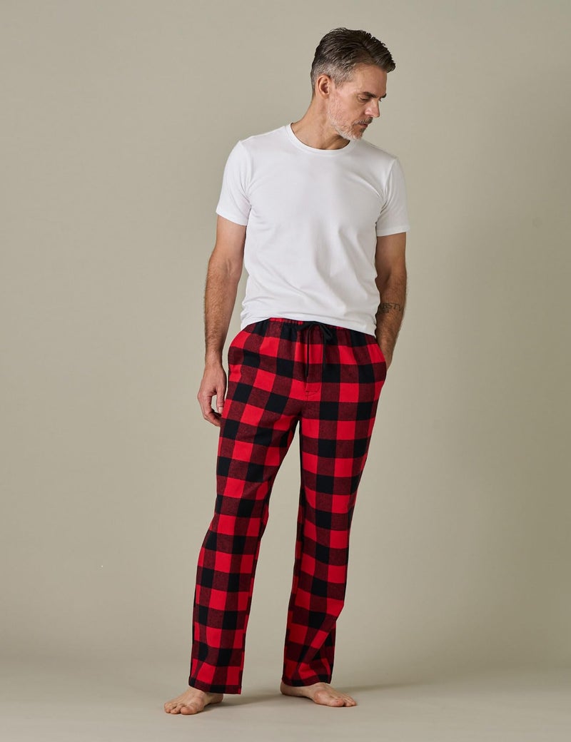 LAPASA Men's Pajama Pants 100% Cotton Flannel Plaid Lounge Soft Warm Sleepwear Pants PJ Bottoms Drawstring and Pockets M39 Medium (Flannel) Red Buffalo Plaid - Image 5