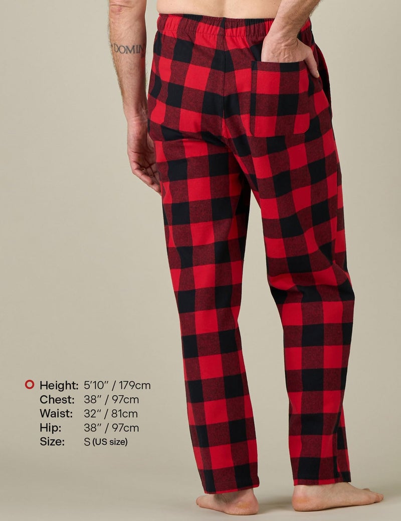 LAPASA Men's Pajama Pants 100% Cotton Flannel Plaid Lounge Soft Warm Sleepwear Pants PJ Bottoms Drawstring and Pockets M39 Medium (Flannel) Red Buffalo Plaid - Image 2