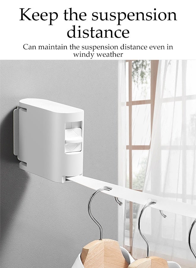 DUNISO Retractable Clothesline Drying Rack Wall Mounted Indoor Clothes Line Heavy Duty Adjustable Waterproof Washing Line Non-Sagging Pull Out Reel Clothes Line for Indoor Terraces Balconies - Image 2