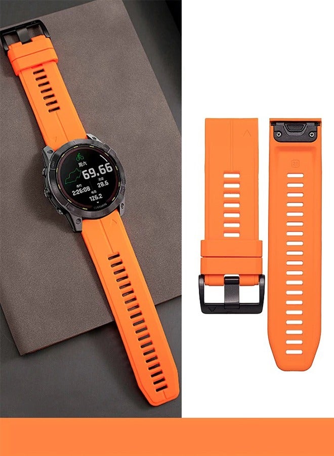 بيوينتي Silicone watch strap 22mm Compatible with Garmin watch Fenix ​​7 | Fenix ​​6 | Fenix ​​5 | 6 Pro | 5 Plus | Approach S60 | Forerunner 945 Smartwatch strap,watch band (Orange) - Image 3