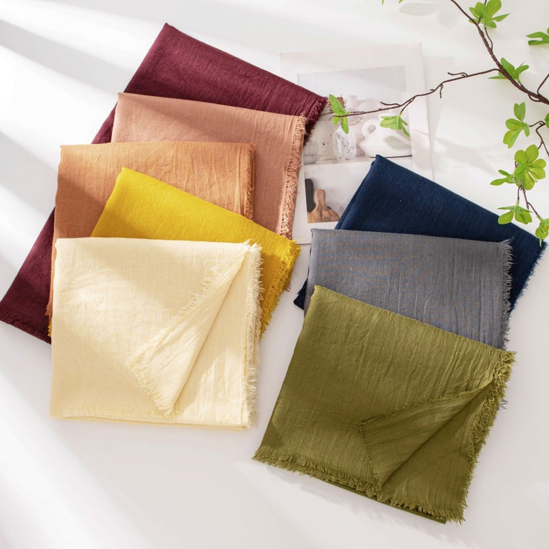 Cotton And Linen Scarf, High-End Solid Color Japanese And Korean Atmosphere Gauze Scarf, Sun Protection Shawl, Simple Long Silk Scarf - Image 3
