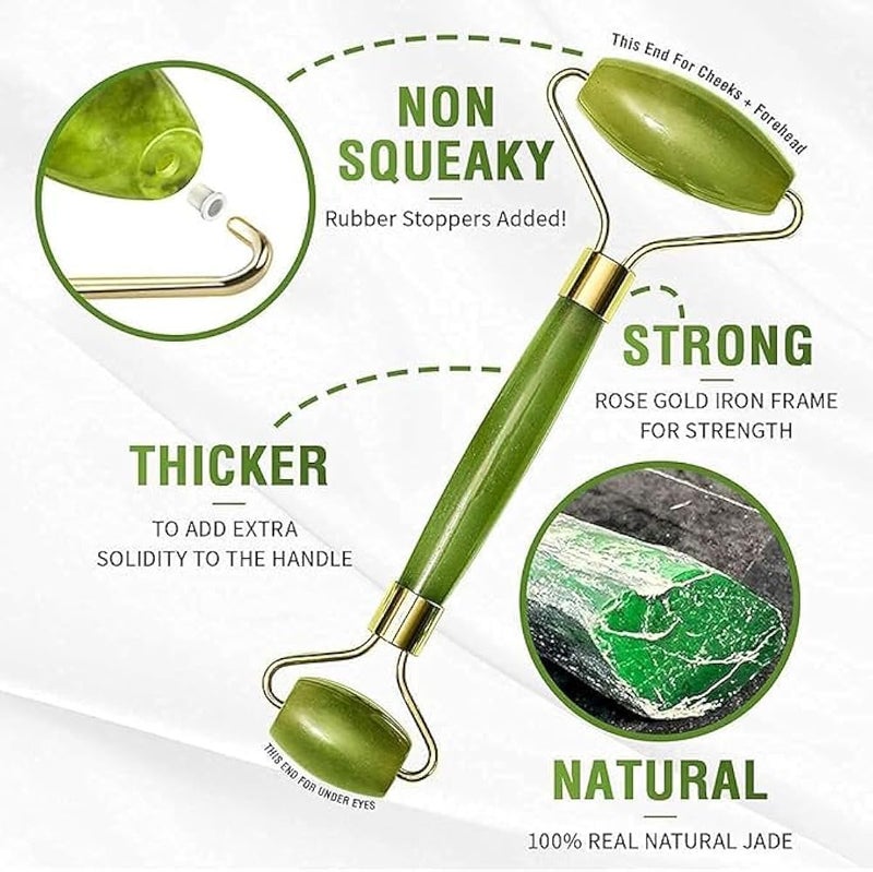 Jade Facial Roller with Gel Eye Mask – Anti-Aging Tool for Skin Glow, Dark Circles & Better Sleep - Image 2
