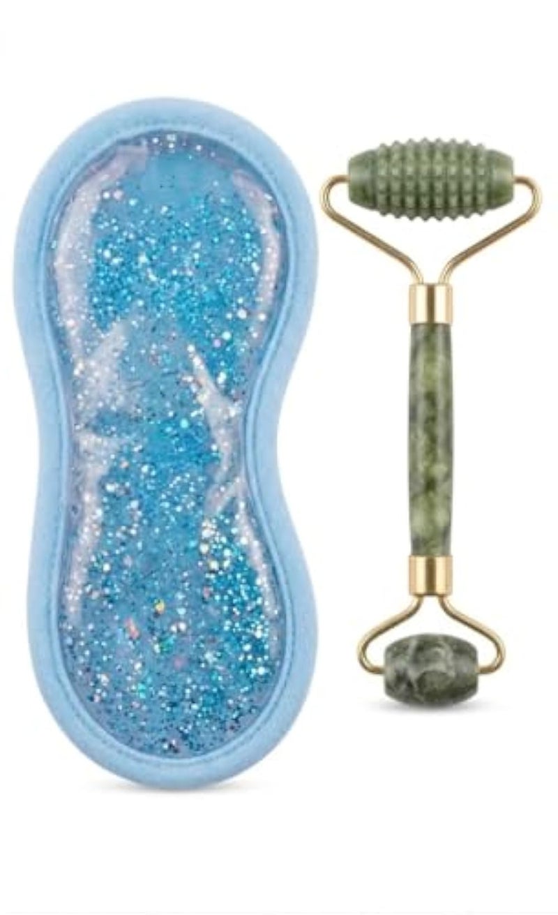Jade Facial Roller with Gel Eye Mask – Anti-Aging Tool for Skin Glow, Dark Circles & Better Sleep - Image 4