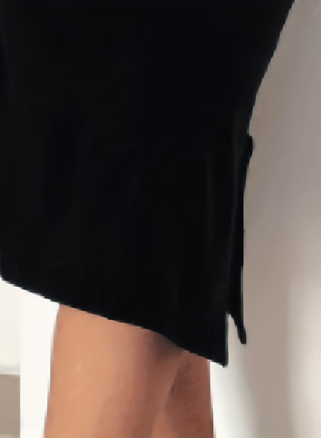 Take Two Black Solid T-Shirt Midi Dress - Image 5