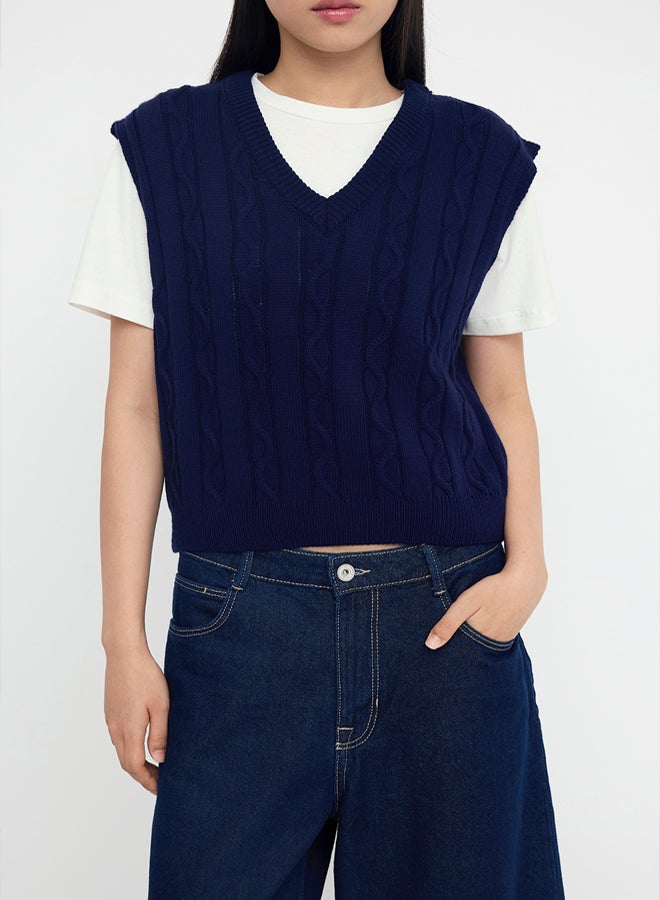 trendyol Navy Blue 2-Piece T-Shirt Hair Knitwear Sweater - Image 3