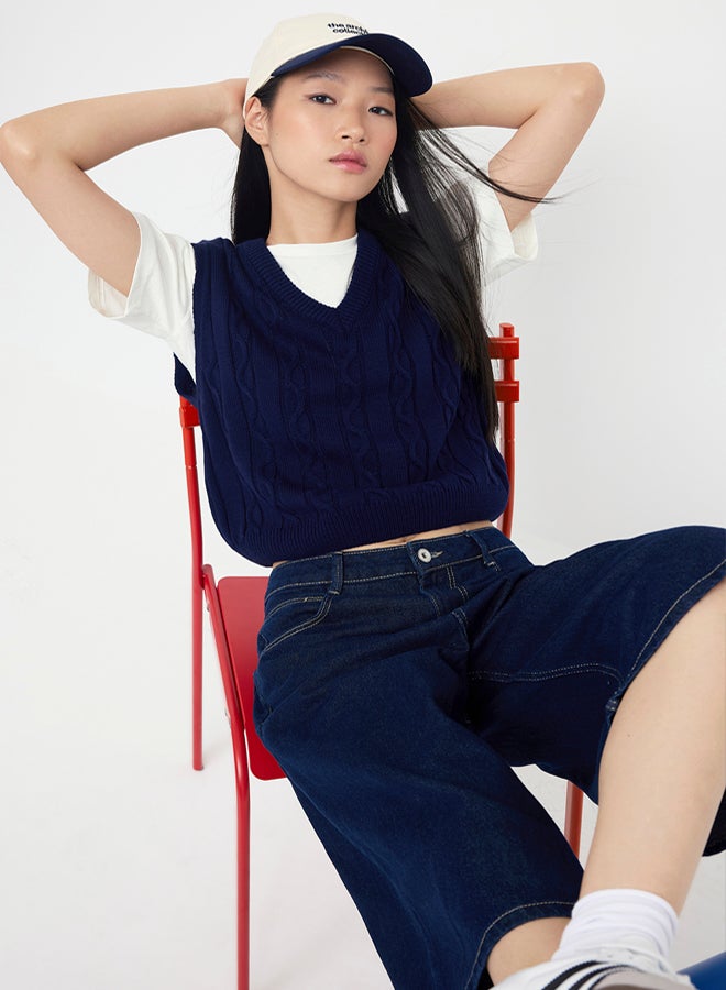 trendyol Navy Blue 2-Piece T-Shirt Hair Knitwear Sweater - Image 1