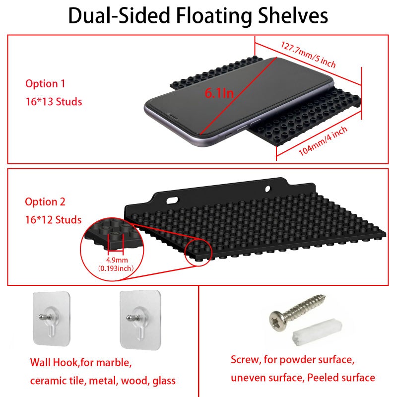 TERDEWE 6 Pack Floating Shelves Wall Organizer for Lego Building Bricks,16x13 Studs for Display and Protect Completed Legos Projects, Dual-Sided Display Shelves for Room Decor,Black - Image 5