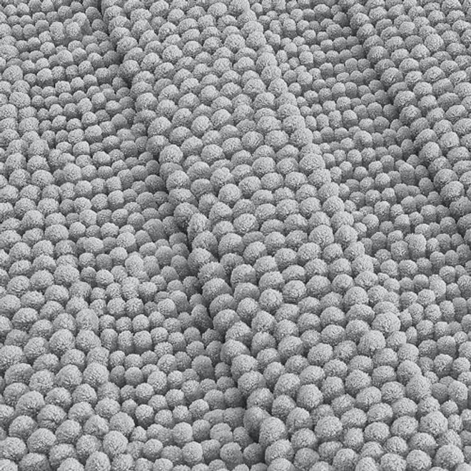 OLANLY Thick Chenille Bathroom Rug 30x20, Striped Bath Mat, Grey - Ultra Absorbent, Non-Slip Rubber Backing, Machine Washable, Soft & Fluffy for Bathroom Floor, Tub, Shower, Home Decor - Image 1