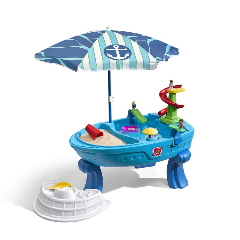Step2 Fiesta Cruise Sand & Water Table with Umbrella, Kids Activity Sensory Playset, Summer Outdoor Toys, 10 Piece Water Toy Accessories, for Toddlers 2+ Years Old - Image 1