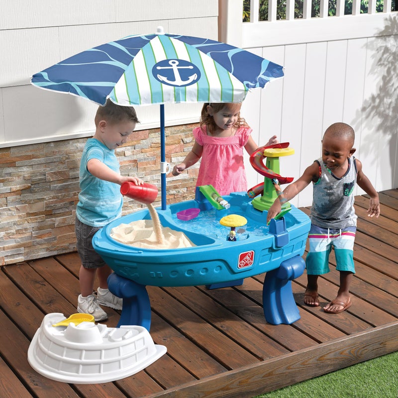 Step2 Fiesta Cruise Sand & Water Table with Umbrella, Kids Activity Sensory Playset, Summer Outdoor Toys, 10 Piece Water Toy Accessories, for Toddlers 2+ Years Old - Image 2