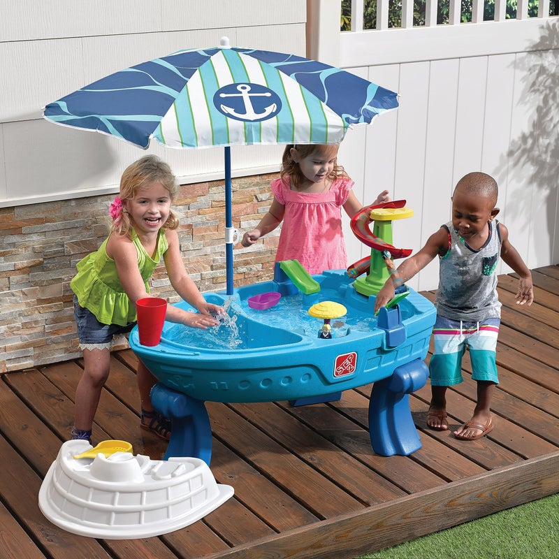 Step2 Fiesta Cruise Sand & Water Table with Umbrella, Kids Activity Sensory Playset, Summer Outdoor Toys, 10 Piece Water Toy Accessories, for Toddlers 2+ Years Old - Image 4