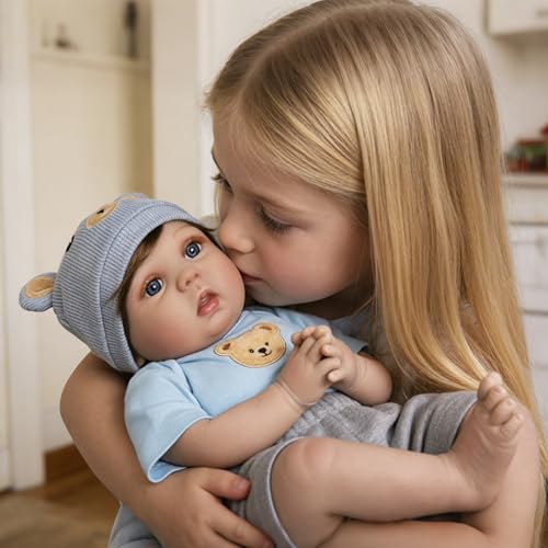 EKOKIZ Reborn Baby Dolls 22Inch Real Life Newborn Dolls Soft Cloth Body Lifelike Baby Doll Boys with Clothes and Toy Accessories Life Size Realistic Baby Doll for Kids Age 3 - Image 5