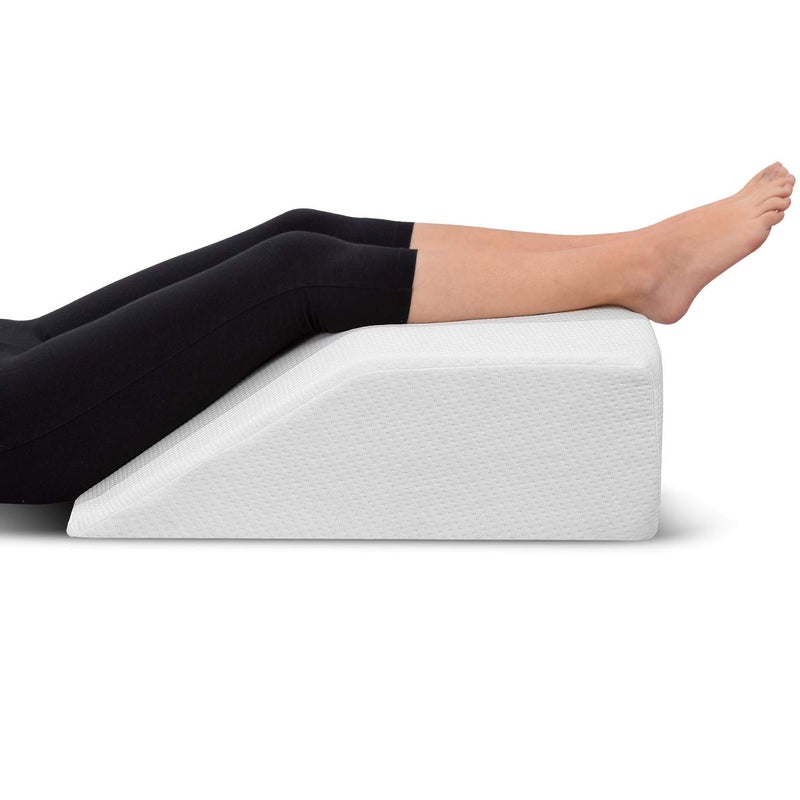 Ebung Ebung Leg Pillow Memory Foam  Cooling Gel Leg Elevation with Removable Cover for Swelling Circulation and Pain Relief  Ergonomic Leg Rest for Back Pregnancy PostSurgery  24x21x8Inch White 